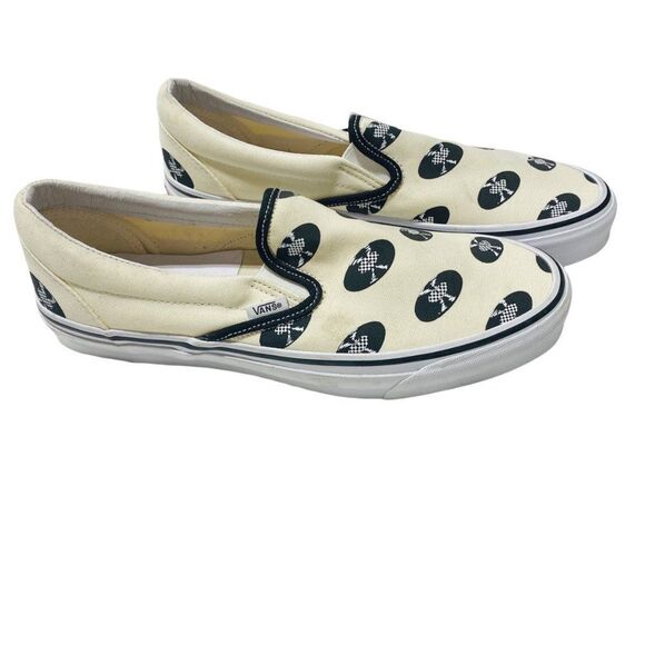 VANS X WACKO MARIA 'OG CLASSIC LX' VINYL GRAPHIC PRINT SLIP-ON SNEAKERS - Picture 6 of 10